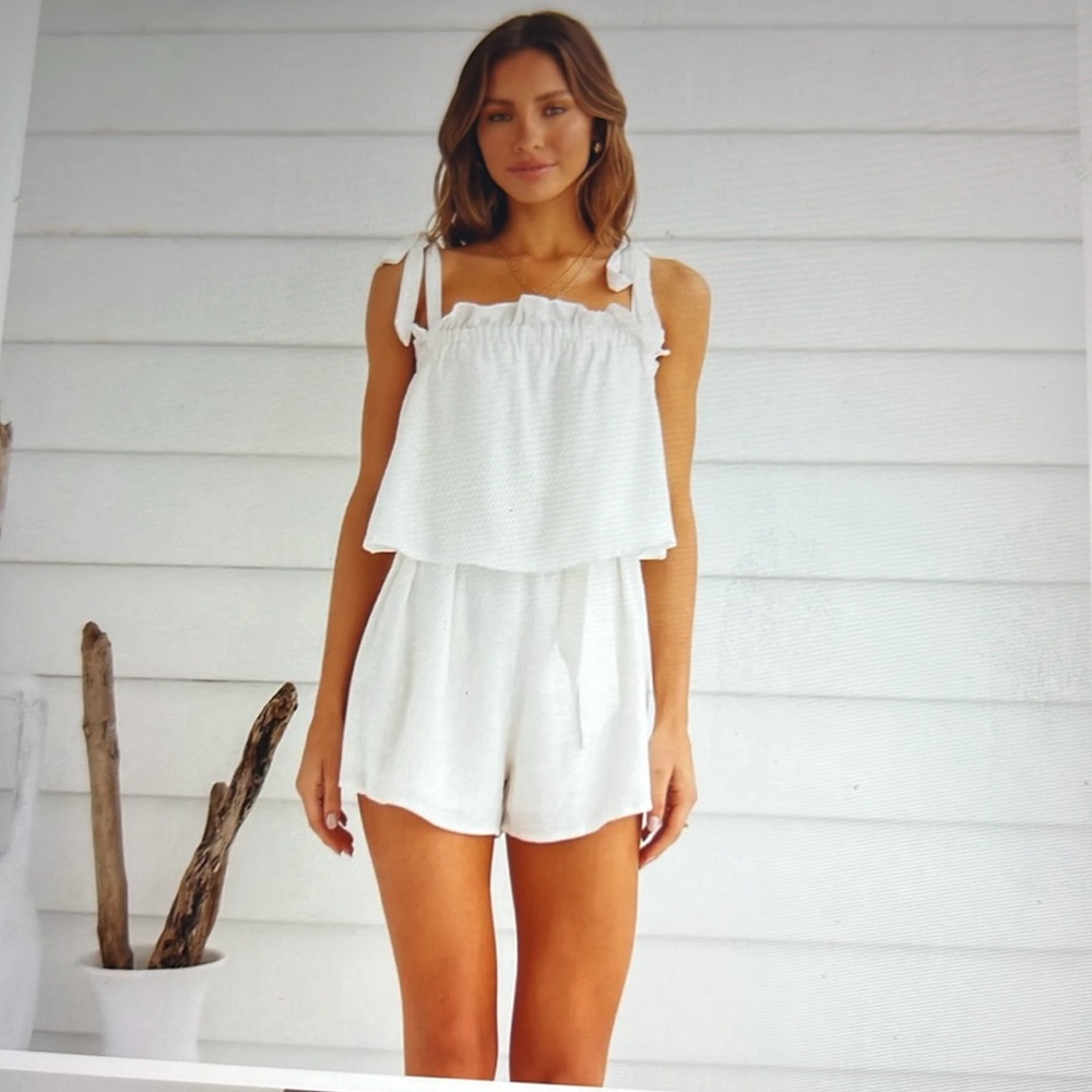 Princess Polly Ruffle Linen Romper